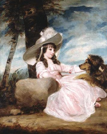 Sir Joshua Reynolds Portrait of Miss Anna Ward with Her Dog oil painting picture